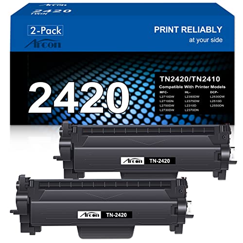 ARCON 2-Pack TN2420 TN-2410 : pour Toner Brother DCP-L2530DW MFC L2710DW HL-L2350DW MFC-L2710DW MFC-L2710DN HL-L2310D DCP-L2530DW MFC-L2750DW DCP-L2510D MFC-L2730DW DCP-L2550DN HL-L2375DW Noir Cover