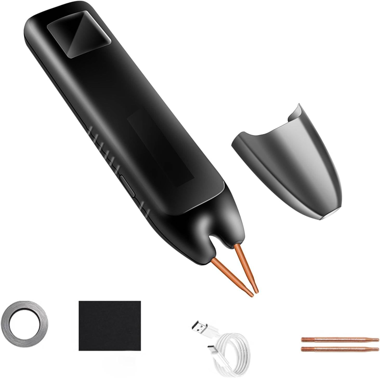 Soudeuse à points portable LCD avec batterie, 99 niveaux, chargement Type-C, aiguille de rechange