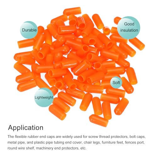 Image of MECCANIXITY 100pcs 6mm(1 /4 inch) Rubber End Caps Cover PVC Vinyl Screw Thread Protector Round Wire Shelf Caps for Screw Bolt Pipe Fence Post, Orange
