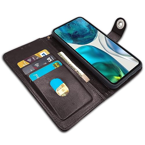 Image of Pikkme Moto G52 / G82 5G Flip Cover Leather Finish | Inside TPU with Card Pockets | Wallet Stand and Shock Proof | Complete Protection Button Flip Case (Coffee)