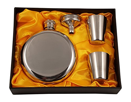 Set regalo con fiaschetta rotondo da 150 ml, imbuto e due bicchieri