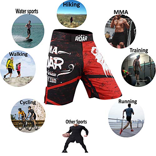 ROAR MMA Boxing Shorts Mixed Martial Art Muay Thai BJJ Grappling UFC Fighting (Medium, Lion)
