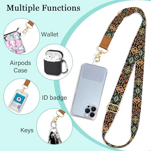 Image of Piefly Cell Phone Lanyard Crossbody Wrist Strap Adjustable for Women Boho | Travel Daily Cruise, Around the Neck, Hands-free, Universal, Fit Keys ID badge, Accessories, Compatible with Most Smartphones