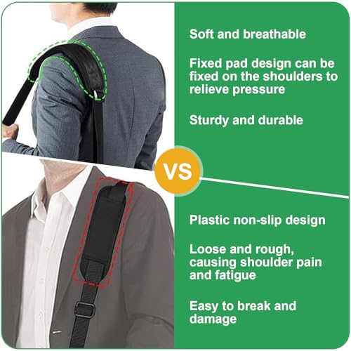 Image of Ameri 52 inch Bag Shoulder Strap, Universal Adjustable Shoulder Belt Replacement Laptop Bag Shoulder Strap with Padded Metal Hooks for Briefcase Computer Messenger Bag Laptop Case, Black