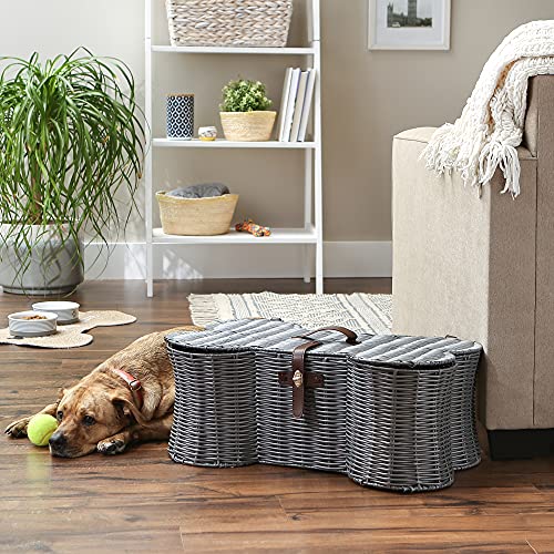 Image of Bone Dry Pet Storage Collection Toy Basket, Large, 24x15x9 inch, Gray Plastic Wicker