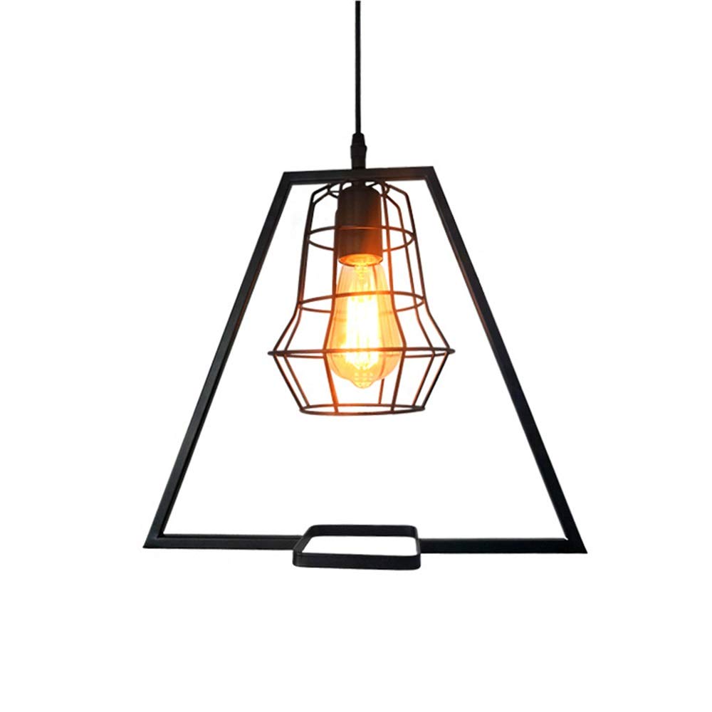 Lampe suspendue vintage en cage de fer noir E27 pour salon