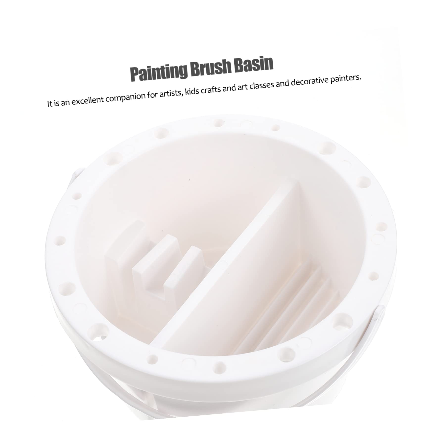 LALAFINA Pencil Holder Brushes Artist Brush Watercolor Brush Paint Cans Paint Brush Bucket Washing Buckets Paint Brush Cleaner Paintbrush Cleaners Paint Brush Basins Lid White Plastic