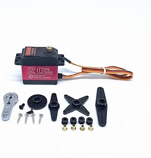 KingVal Replacement 20KG Metal Steering Gear Large Torque Digital Servo with 25T Servo Arm Screw Kits Compatible with 1/8 1/10 1/12 RC Car (Control Angle 180 Degree)