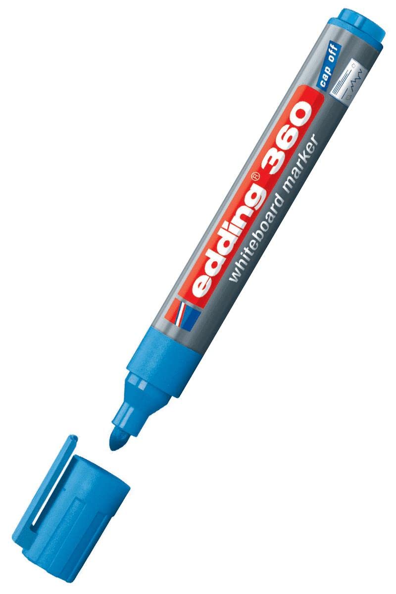edding 360 whiteboard marker - light blue - 1 whiteboard pen - round nib 1.5-3 mm - whiteboard pen dry wipe - for whiteboards, flipcharts, pinboards, magnetic, memo boards - sketchnotes