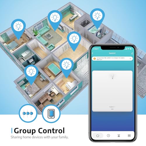 SMARTERCURRY Smart WLAN Lichtschalter 1 Fach 1 Weg Alexa Lichtschalter, gehärtetes Glas Touch Lichtschalter, Timing-Funktion, Weiß, Neutralleiter Erforderlich, 2 Stücke