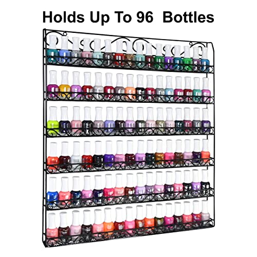 Amt 6 Tier Metal Nail Polish Racks, Fit Up To 108 Bottles, Black Wall Mounted, Display For The Wall, Young Living Essential Oils Organizer For Home Salon Business Spa (108 Bottles) #TOP2