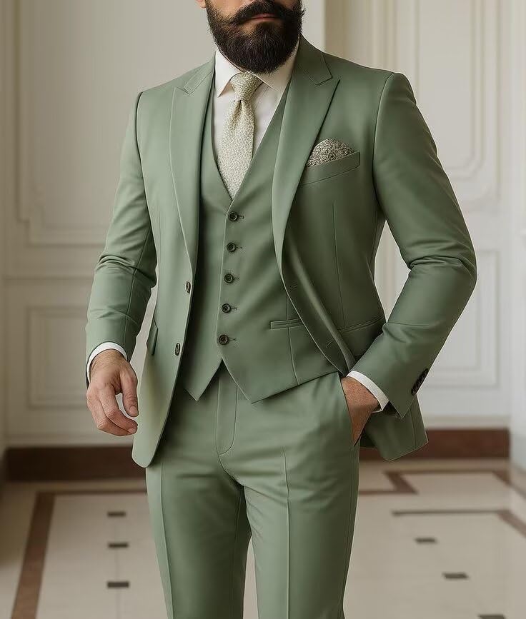 3 Piece Suit Men Regular Fit Wedding Suits Formal Business Prom Tuxedos Suits Set3