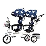 NUBAO Kids 4 in 1 Trike Double Lightweight Child 3 Wheel Tricycle Bike with Basket, Baby Infant Twin Seats Trolley for 1-7 Years Old (Color : Colored)