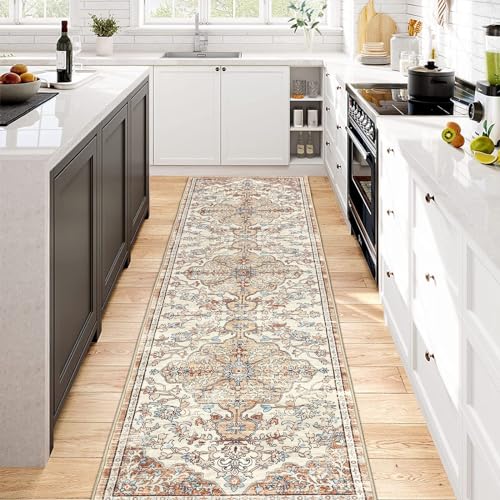 Pauwer Boho Hallway Runner Rug 2x8 Washable Entryway Area Rugs Non Slip Farmhouse Vintage Floor Mat Carpet Runner for Hallways Laundry Room Kitchen Bathroom Bedroom