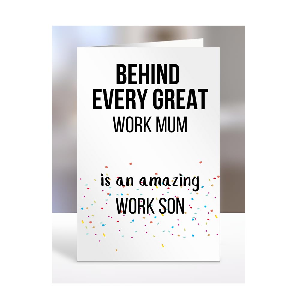Birthday cards for Work Mum from Work Son, Gifts for Him, Her, Men, Women, Presents for Christmas, Behind Every Great An Amazing, Cute, A5-255c_97