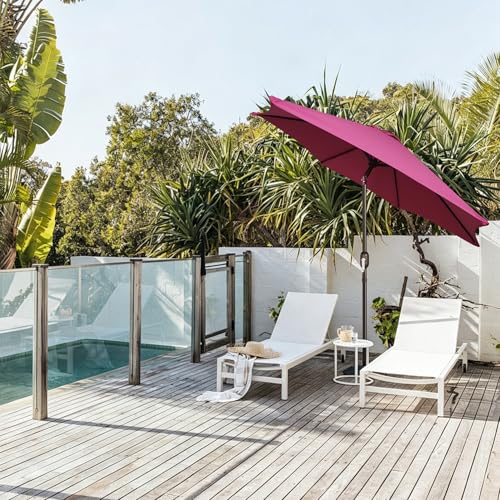 Image of Blissun 7.5 ft Patio Umbrella, Yard Umbrella, Outdoor Market Umbrella with Push Button Tilt Crank, Fuchsia