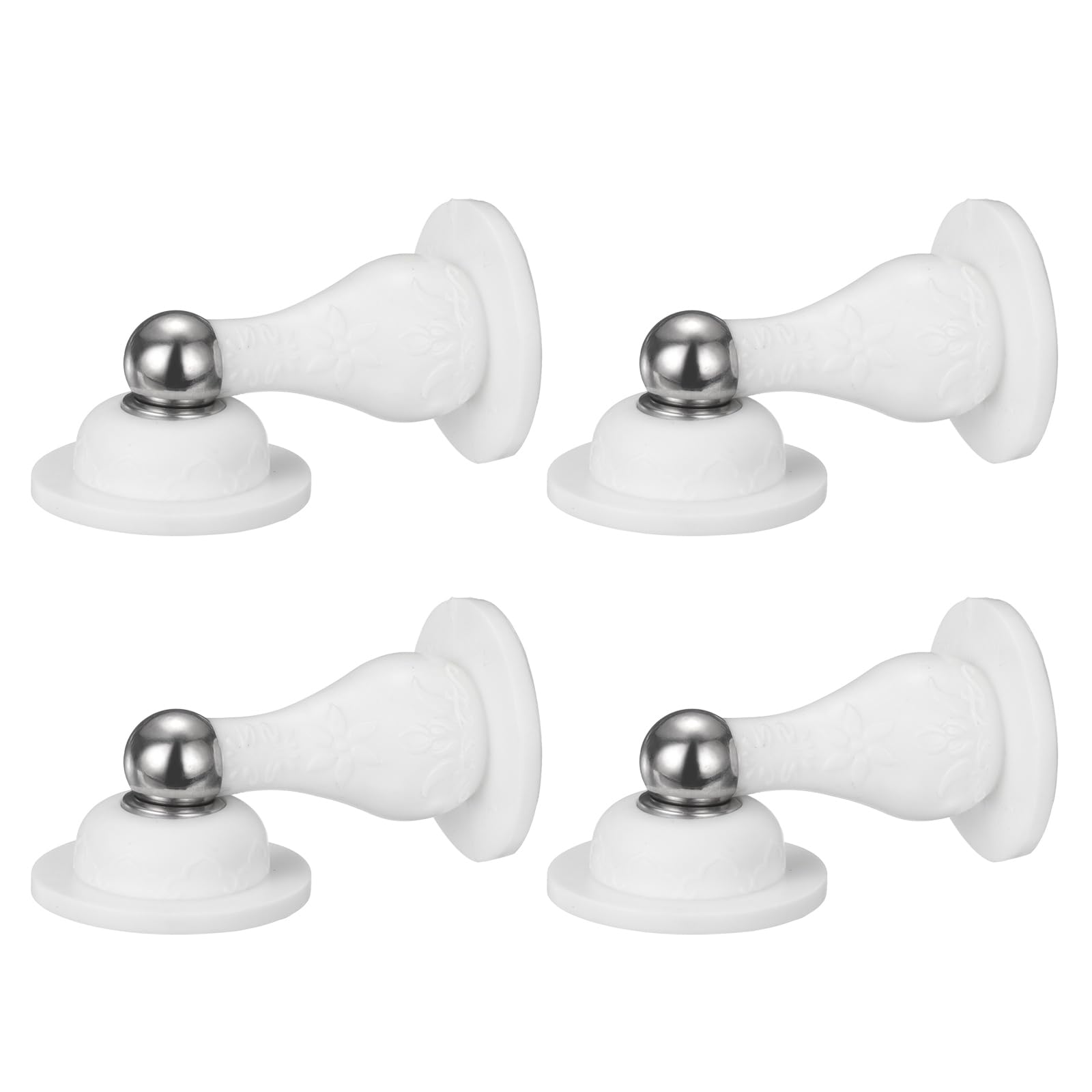 sourcing map 4Pcs 3.5" Magnetic Door Stopper, Soft Silicone Magnetic Doorstops for Wall and Floor Mounting, No Drilling Door Holder with Adhesive for RV Baggage Doors, Home, Office, White