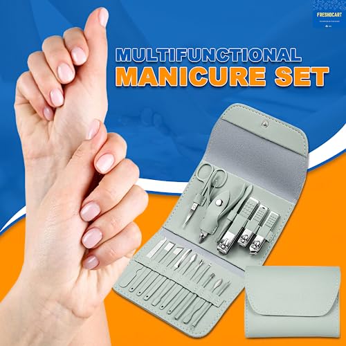 Image of FreshDcart FDCA466 16-Piece Professional Nail Clippers Set, Stainless Steel Manicure Pedicure Set, Manicure Set for Manicure and Pedicure, Cuticle Cleaning, Home, Travel (Multicolor, Pack of 1)
