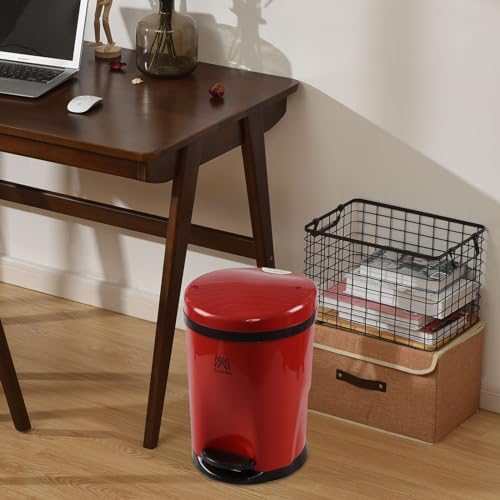 Caneca de basura redonda pequeña con pedal 2.6 gal, roja miniatura 6