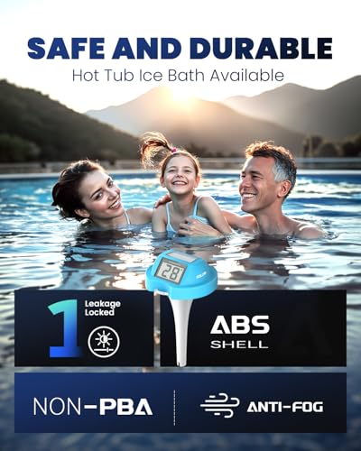 Image of BALDR Pool Thermometer Floating Easy Read, Solar Digital Pool Thermometer with Dual Large Screens, IPX7 Water Temperature Gauge for Inground Above Ground Pools & Spas (Light Blue)