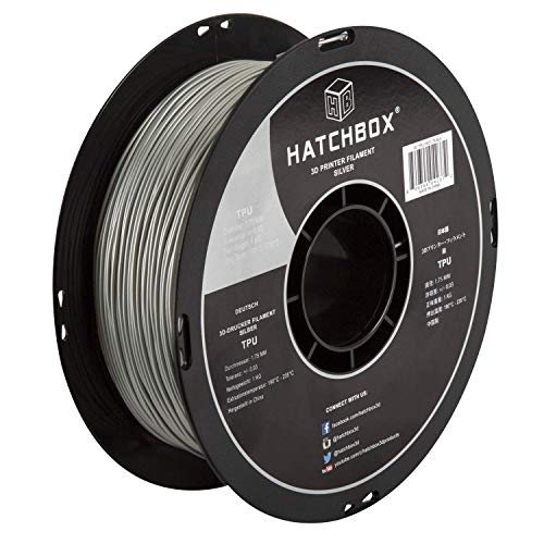 HATCHBOX Filament Shore 95A en TPU argentÃ© de 1,75 mm pour imprimante 3D, bobine de 1 kg, prÃ©cision dimensionnelle +/- 0,03 mm, filament d'impression 3D