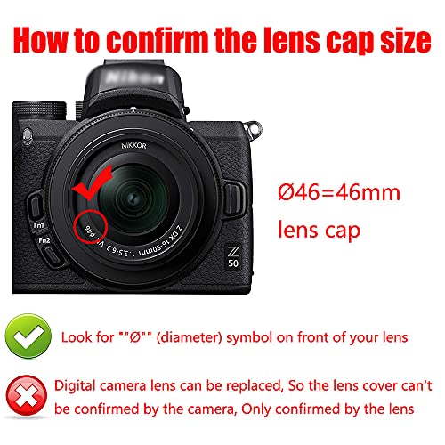 Z50 Lens Cap (46mm) Compatible for Nikon Z50 w/NIKKOR Z DX 16-50mm, Compatible for Lumix G Vario 14-42mm PZ 45-175mm Lens, 2 Packs - Image 3