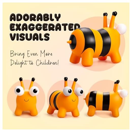 kondyfayo Bee Bouncy Horse for Toddlers 1-3, Inflatable Bouncy Animal Hopper Toys for 1 2 3 4 5 Year Old Girl Boy Kids First Birthday Gift, Outdoor Indoor Soft Play Equipment (Pump Included)