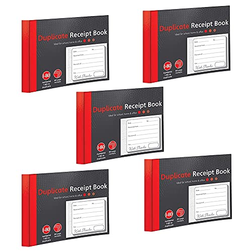 1-80 Pages Numbered Duplicate Receipt Book Half Size Duplicate Receipt Book for Business Home Office Shop and Warehouse (5)