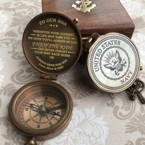 Brújula Navy personalizada de latón estilo antiguo miniatura 1