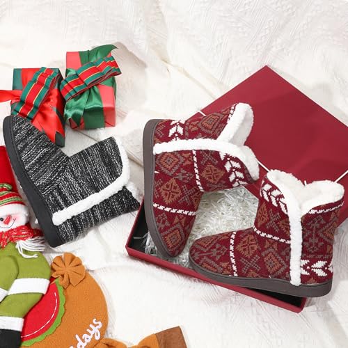 MIXIN Women Comfort Warm Fluffy Faux Fur Slipper Boots Soft Memory Foam Ankle Booties House Pull on Shoes Anti-Slip Sole Indoor Outdoor3