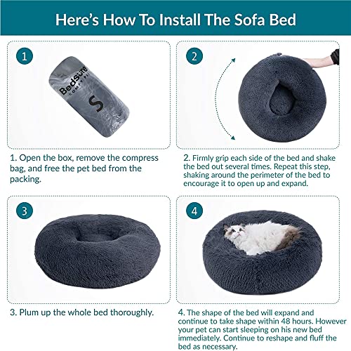 Lukery Dog Cat Donut Bed, Fluffy Plush Puppy Kitten Cuddler Round Bed, Warm and Soft Pet Cosy Anti Anxiety Beds for Small/Medium/Large Dogs (60CM,dark dark green) - Image 5