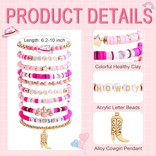 YUZHEJIE Western Cowgirl Beaded Bracelets for Women Gir Stackable Cowgirl Boots Accessories Bohemian Stretch Bracelets Jewelry Christmas Birthday Gifts2