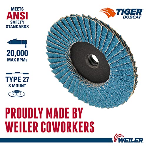 Image of Weiler 50914 BobCat 3 inch Diameter, 60 Grit, Zirconium, Plastic Backing, Type 27 Specialty Abrasive Flap Mini Disc