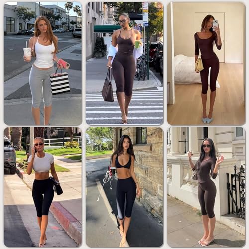 Image of YUDSUD High Waisted Leggings for Women with Pockets - Tummy Control Capris Yoga Pants for Workout Running Athletic Cycling