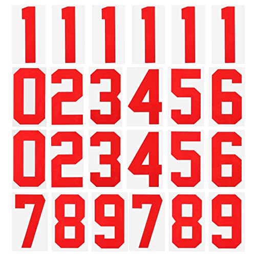 sourcing map Parches para Planchar Número 0-9, Número Único Rojo de Transferencia de Calor 8", para Uniforme de Equipo, Camiseta Deportiva, Fútbol, Baloncesto, Béisbol, Paquete de 24