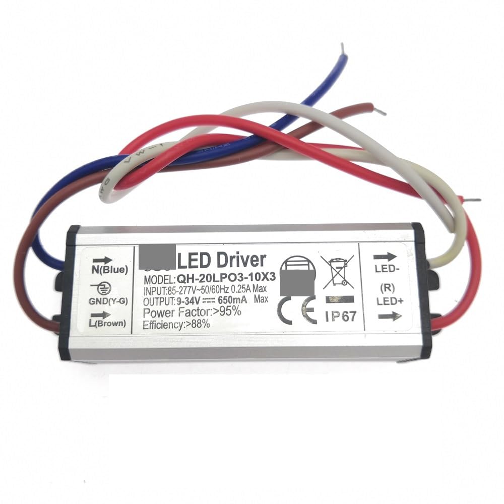 LED Driver 600mA Constant Current High PF 3W 10W 20W 30W 40W 50W 60W 1-2x3w 3-10x3w 10-18x3w 18-30x3w Lamp Lighting Power Supply(IP67-3-10x3W-DC9-34V)