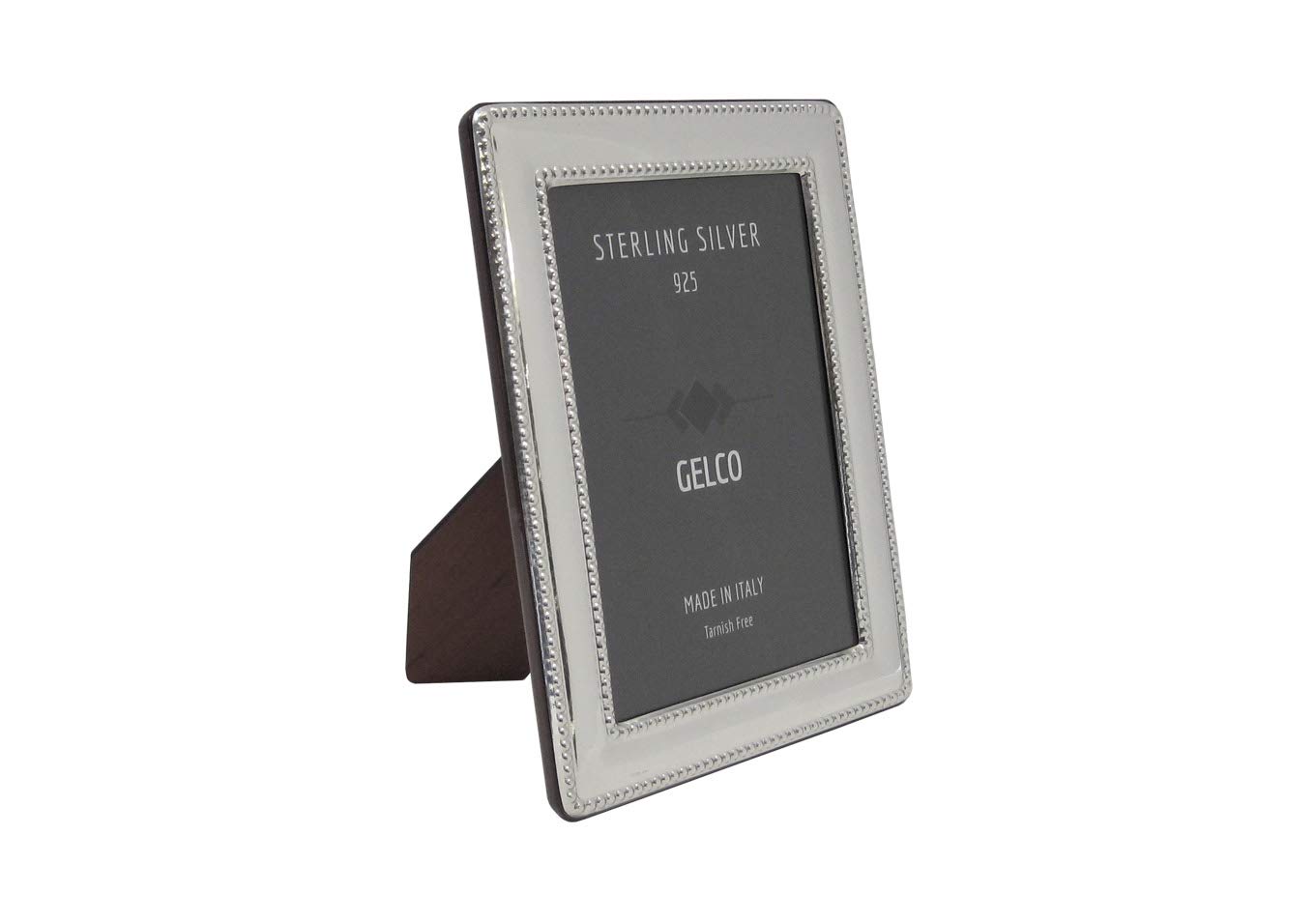 ITALIAN 925 STERLING SILVER HANDMADE GLOSSY DOUBLE PEARL BORDER PICTURE FRAME