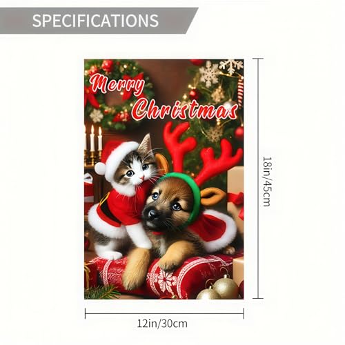 Image of BlissYard Christmas Garden Flag 12x18 Inch Cat Dog Holiday Yard Decor