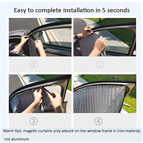 Image of ZATOOTO Car Side Window Sun Shade - 2 Pcs Grey Magnetic Privacy Sunshades - Curtain Keeps Cooler Screen for Baby Sleeping