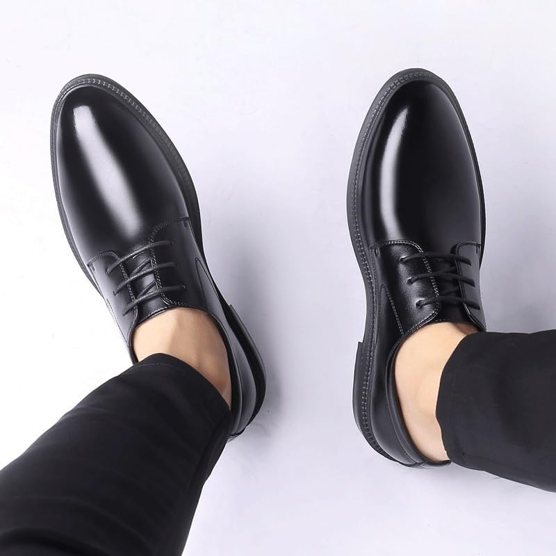 Men's Leather Oxfords Casual Business Platform Formal Dress Shoes Classic Office Breathable Wingtip Brogue for Men4