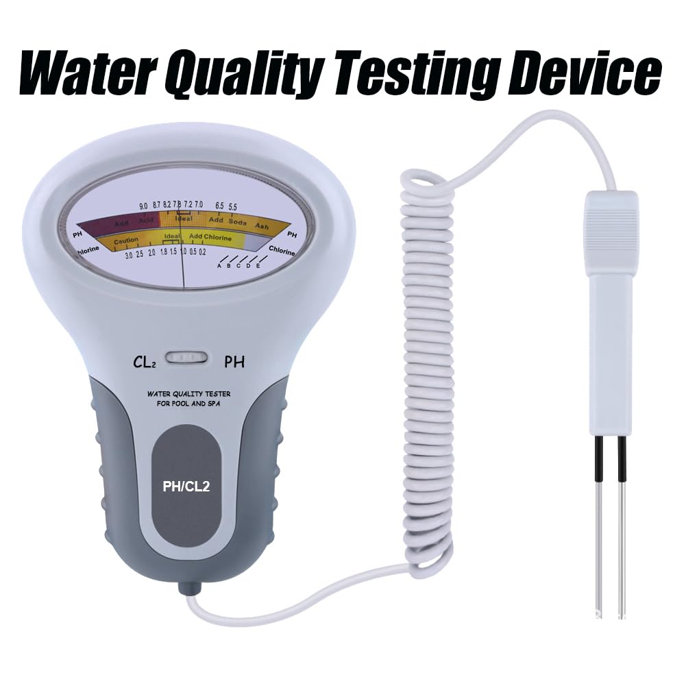 Tester PH 2 in 1, Dispositivo per Test della qualità dell'Acqua, Misuratore di Cloro PH CL2 Misuratore per Cloro d'Acqua Spa per Piscine, per Piombo PH Cloro Durezza Bromo Ferro Rame