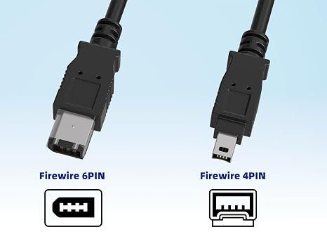 CableLeader 6ft FireWire 400 Cable IEEE-1394a 6-Pin to 4-pin Male to Male Data Transfer Cable, iLink DV Cable, 6-Pin/4-Pin IEEE 1394a, High Speed Firewire 6 Pin to 4 Pin Cable, Black