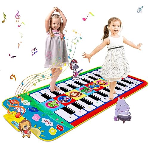 【Pieghevole e 3 * Batterie Necessarie】 Il tappetino per pianoforte richiede solo 3 batterie AA (non incluse) per funzionare. Le dimensioni di questo tappetino musicale sono 112 x 50 cm (44,09 