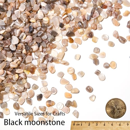 Image of Black Moonstone Chips Bulk 1lb, 850+ Pieces, 5-8mm Natural Gemstones