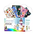 Missli 50Pcs Christmas Disposable Face Mask for Kids, 3-Layer Breathable Non-Woven Fabric, Cute Cartoon Animal Face Covering Bandanas Safety Mouth Masks, Anti-Haze Dust