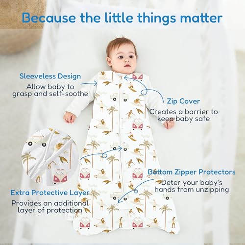 Image of TotAha Sleep Sack 3 Pack, Breathable Sleep Bag for Infant Girl Boy, Wearable Blanket Baby Sleeping Sacks with 2-way Safe Zipper, 0.5 TOG