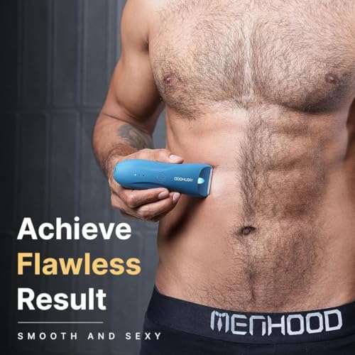 Image of MENHOOD Trimmer 1.0 Pro Blue Edition Waterproof Manscaping Body Ball Groin Trimmer for Men Type-C Wireless Charge LED Spotlight 150 Min Runtime Ceramic Blade IPX7