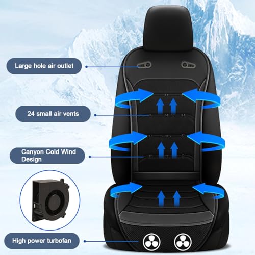 Image of STHIRA USB Cooling Fan Car Seat Cushion, 12V /24V Cool Wind Car Seat Cover with Breathable Mesh Panel Design, Portable Ventilated Seat Pad for Car, Truck, and SUV