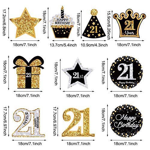 Image of Frienda 30 Pcs 21st Birthday Decorations for Him Black Gold Glitter 21st Birthday Foil Swirls Party Supplies Hanging Swirls Ceiling Decor for Her Men Women 21 Year Old Party Supplies
