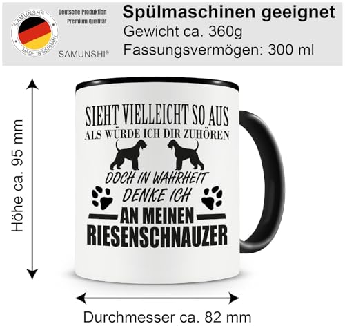 Samunshi® Ich denke an meinen Riesenschnauzer Hunde Tasse Kaffeetasse Teetasse Kaffeepott Kaffeebecher Becher 300ml schwarz